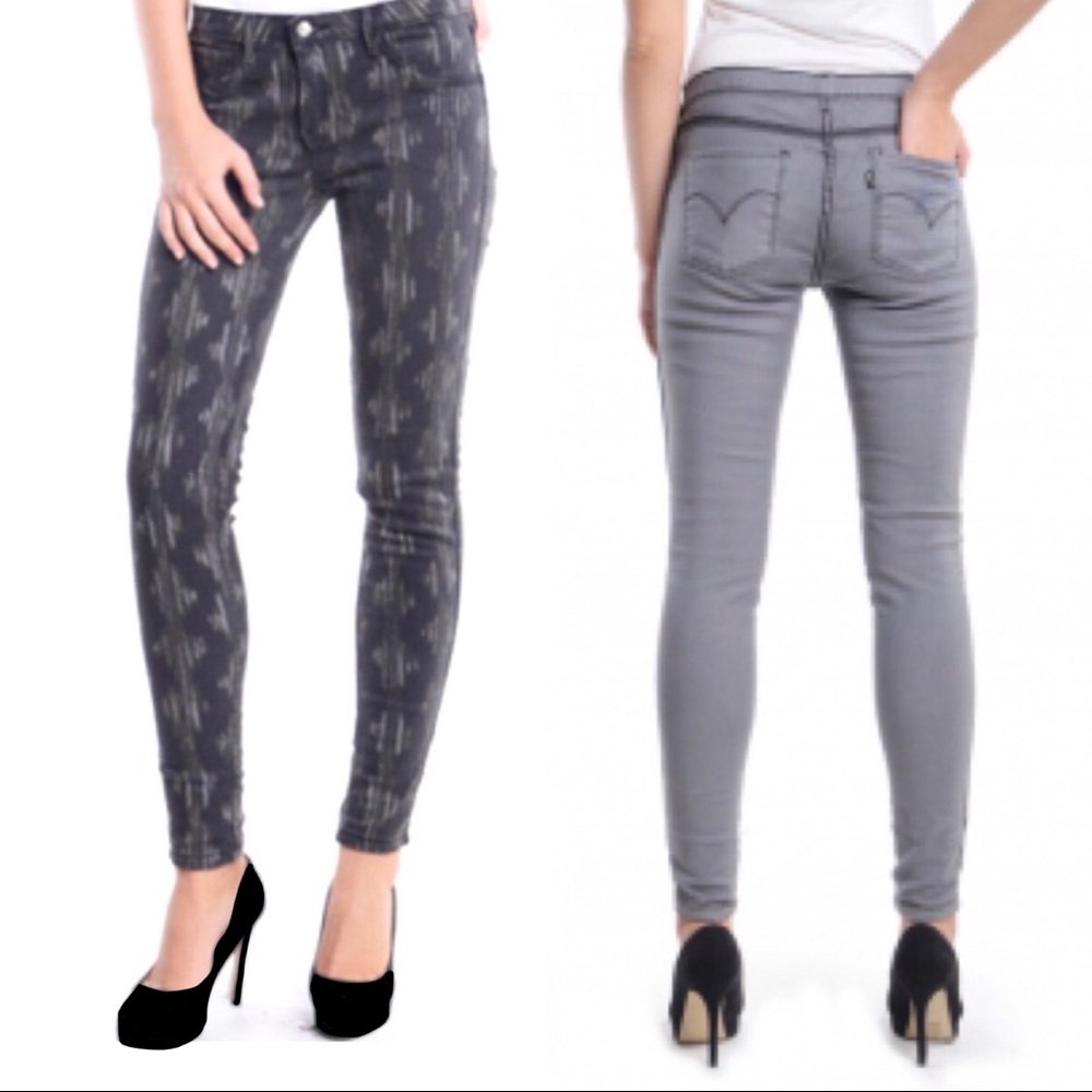 Levi’s Reversible Gray Patterned Skinny Jeans 25 - image 1